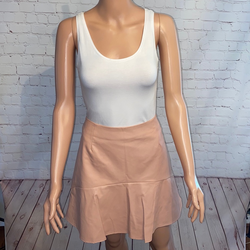Missguided size 12 peach/pale pink/rose faux leather boho skirt